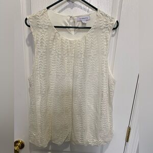 Liz Claiborne Cream Lace Sleeveless Blouse